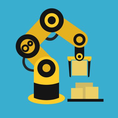 Robotik Kol teknoloji. Düz çizgi film tarzı. Vektör çizim. 