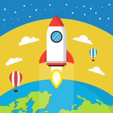 Renkli roketi uzay vektör çizim