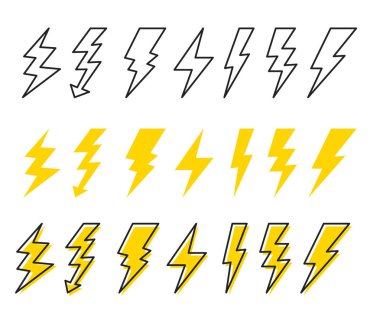 Yıldırım küme. Karikatür tarzı. Vektör çizim.