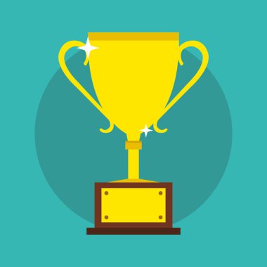 Altın kazanan Kupası. Trophy Kupası. Düz çizgi film tarzı. Vektör çizim.