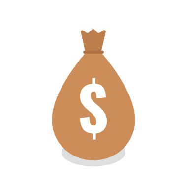 Para çantasını dolar işareti olan kahverengi. Düz vektör çizim.