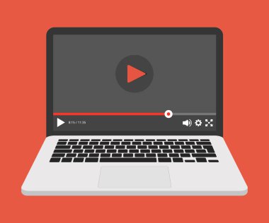 Dizüstü ekran video oynatıcı teknolojileri vektör çizim ile