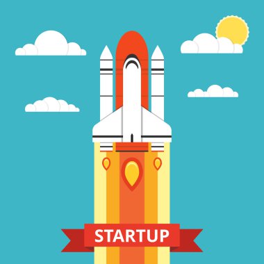 Renkli roketi uzay vektör çizim