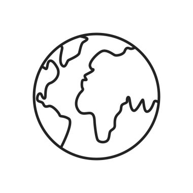 Beyaz arka plan üzerinde izole dünya küre. Düz gezegen simgesi. Vektör çizim.