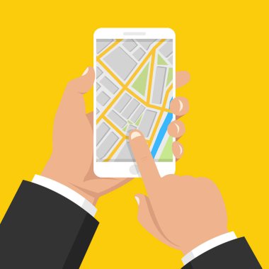 Yol haritası vektör çizim holding erkek eller