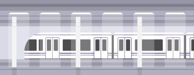 Metro, metro platformu ile modern tren. Yeraltı metro tren. Vektör çizim.