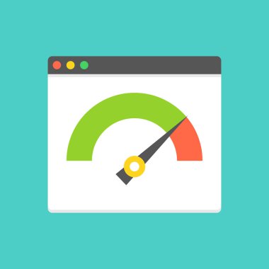 Web sitesi hız yükleme süresi. Hızlı iyi sayfa yükleme hızı süresi gösterilen hız testi ile örümcek ağı kaş. Vektör çizim.