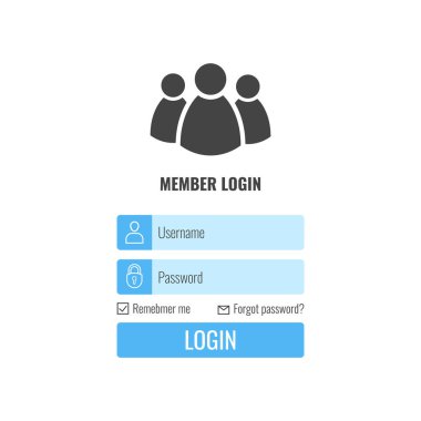 Oturum açma formu menü ile basit bir çizgi kutsal kişilerin resmi. Web tasarım için Web sitesi öğe. Vektör çizim.