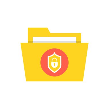 Dosya Koruması. Veri güvenliği ve gizlilik kavramı. Güvenli gizli bilgi. Vektör çizim. 