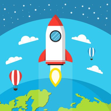 Renkli roketi uzay vektör çizim