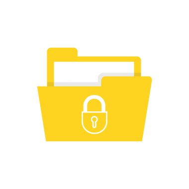 Dosya Koruması. Veri güvenliği ve gizlilik kavramı. Güvenli gizli bilgi. Vektör çizim. 