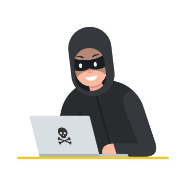 Hacker adam dizüstü vektör çizim ile