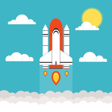 Renkli roketi uzay vektör çizim