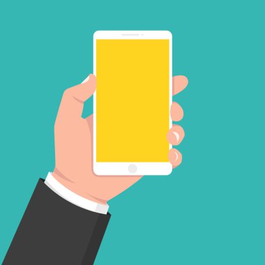 El tutma smartphone. Vektör çizim. 