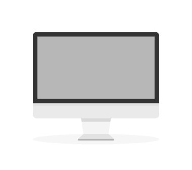 Modern düz ekran bilgisayar monitörü. Bilgisayar üzerinde izole beyaz arka plan görüntülemek. Vektör çizim.