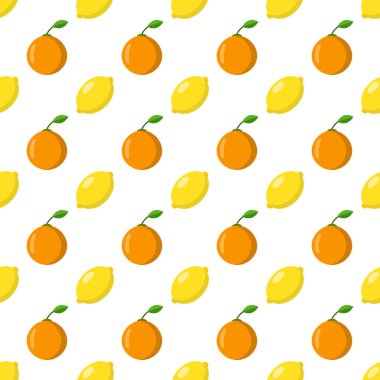 Seamless modeli. portakal ve limon arka plan. Vektör çizim