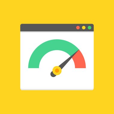 Web sitesi hız yükleme süresi. Hızlı iyi sayfa yükleme hızı süresi gösterilen hız testi ile örümcek ağı kaş. Vektör çizim.