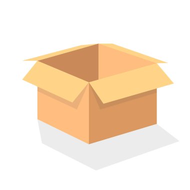 Beyaz arka planda karton kutu. Vektör illüstrasyonu. 