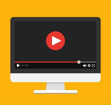Dizüstü ekran video oynatıcı teknolojileri vektör çizim ile