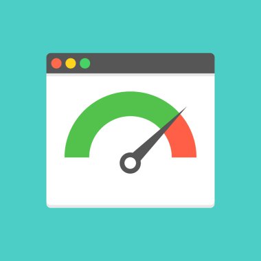 Web sitesi hız yükleme süresi. Hızlı iyi sayfa yükleme hızı süresi gösterilen hız testi ile örümcek ağı kaş. Vektör çizim.