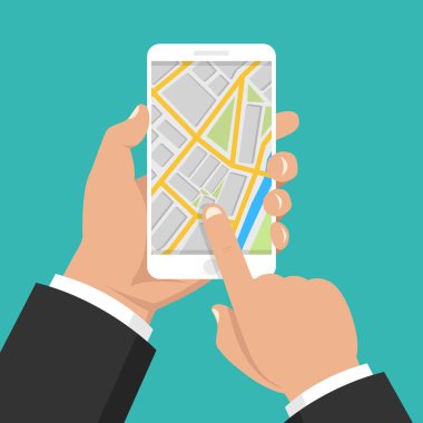 Yol haritası vektör çizim holding erkek eller