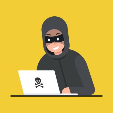 Hacker adam dizüstü vektör çizim ile