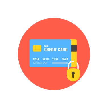 Güvenli ödeme. Kredi kartı simgesi. Vektör çizim.