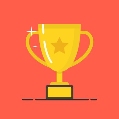 Altın kazanan Kupası. Trophy Kupası. Düz çizgi film tarzı. Vektör çizim.