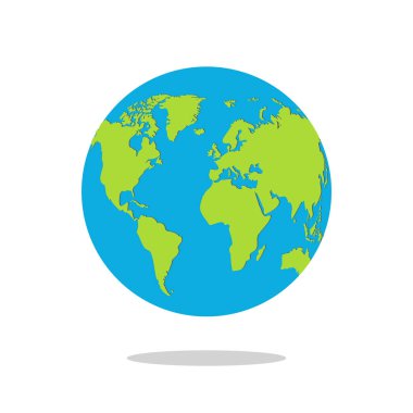 Beyaz arka plan üzerinde izole dünya küre. Düz gezegen simgesi. Vektör çizim.
