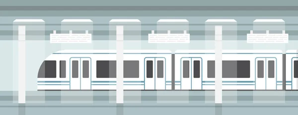 Metro Podzemní Platformu Moderním Vlakem Podzemní Metro Vlak Vektorové Ilustrace — Stockový vektor