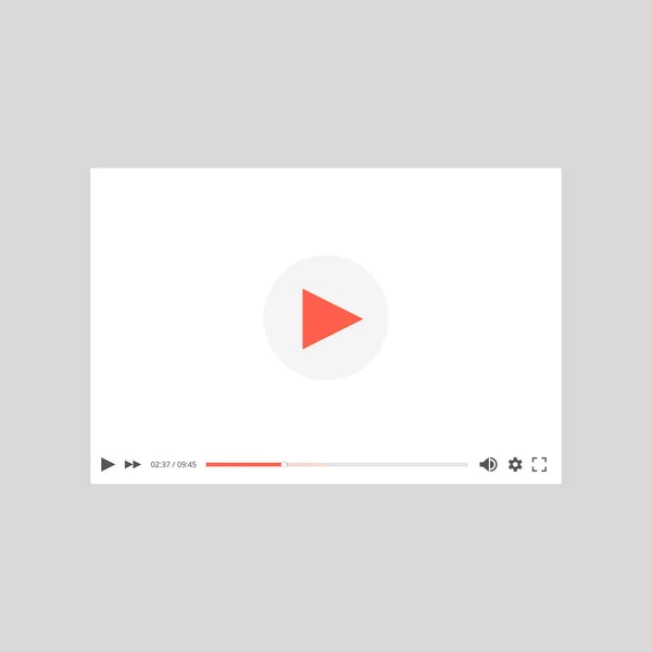 Video Player Interface Web Vector Template Video Audio Player Flat — Stock Vector