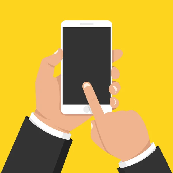 Main Tenant Smartphone Écran Tactile Illustration Vectorielle — Image vectorielle
