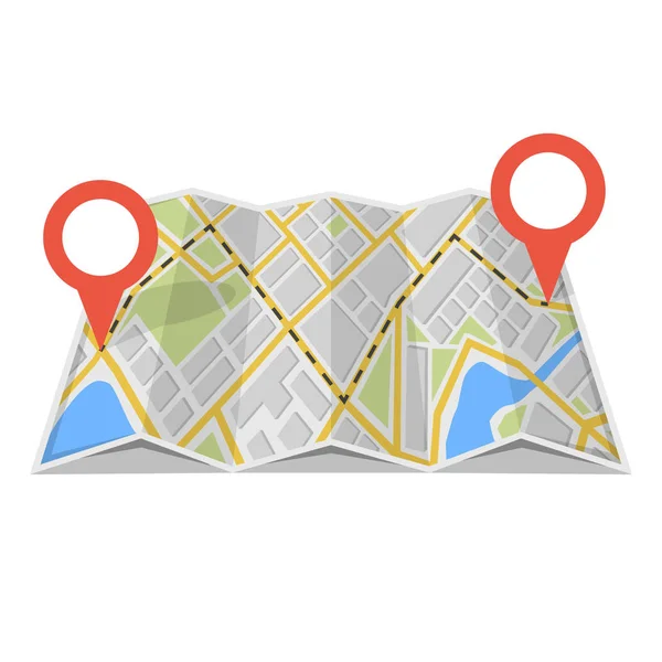 Harita Gps navigasyon ve Puan üstünde o. Yol kavramı bulmak. Vektör çizim. 