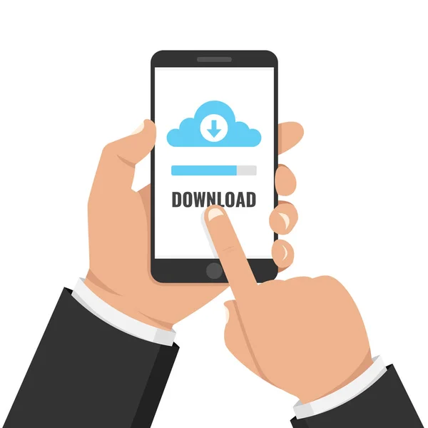 Download File Concetto Informazione Mano Che Tiene Smartphone Schermo Contatto — Vettoriale Stock