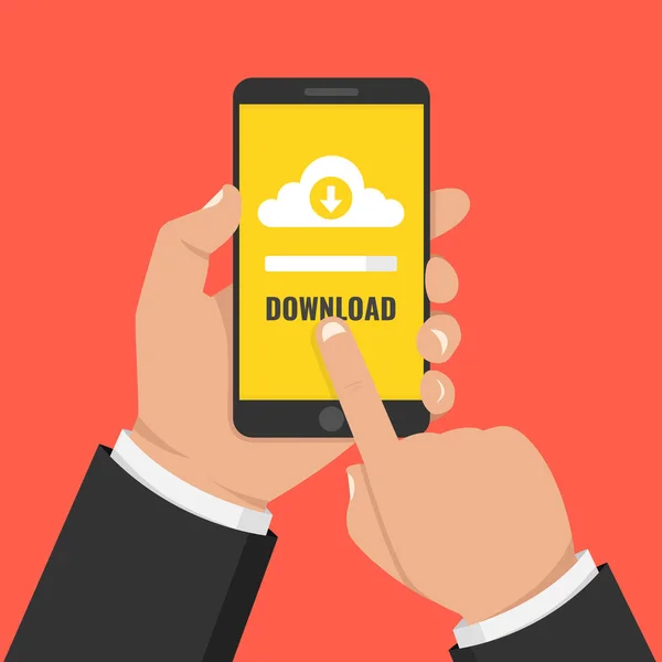 Download File Concetto Informazione Mano Che Tiene Smartphone Schermo Contatto — Vettoriale Stock