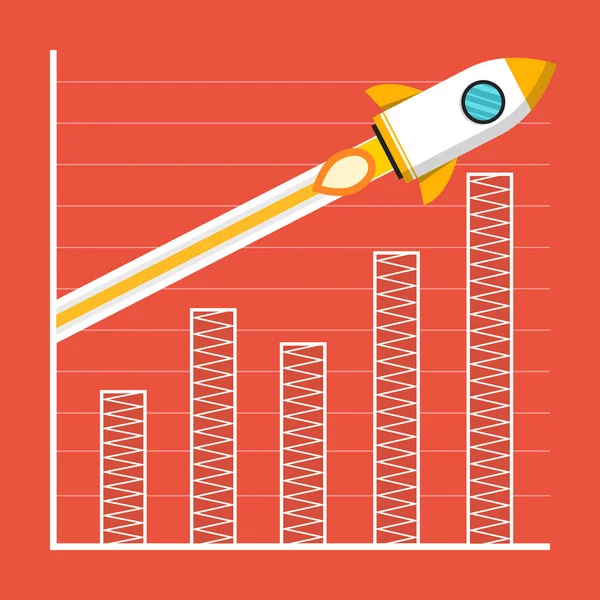 カラフルなロケット打上げ空間ベクトル図 — ストックベクタ