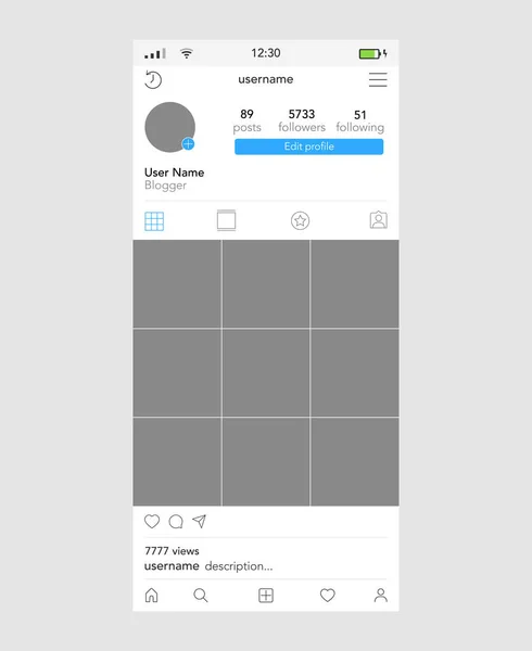 Instagram şablonuna göre fotoğraf çerçevesi. Sosyal ağ kavramı. Vektör çizimi. 