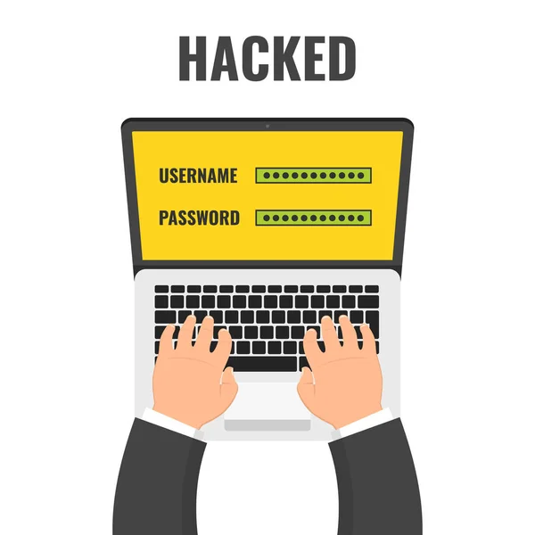 Furto Dati Hacker Irrompe Nel Computer Cyber Aggressore Che Cerca — Vettoriale Stock