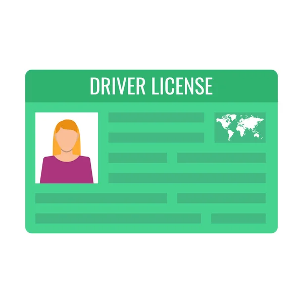 Car Driver License Identification Female Photo Card Isolated White Background — Stock Vector