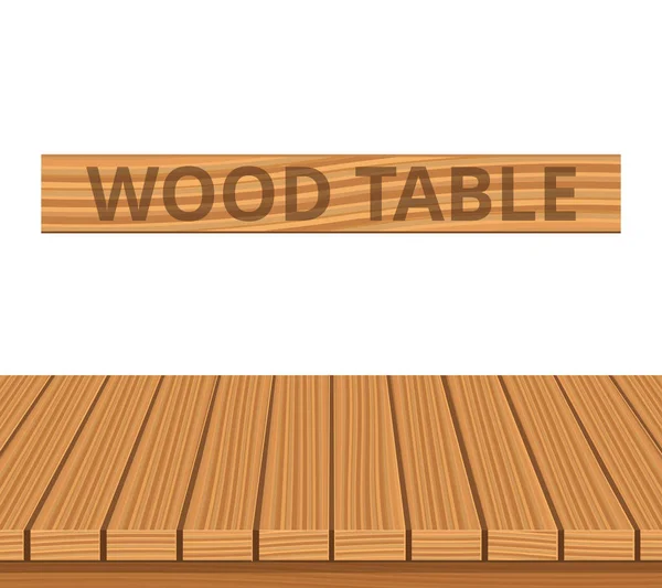 Tischplatte Aus Holz Auf Weißem Hintergrund Vektorillustration — Stockvektor