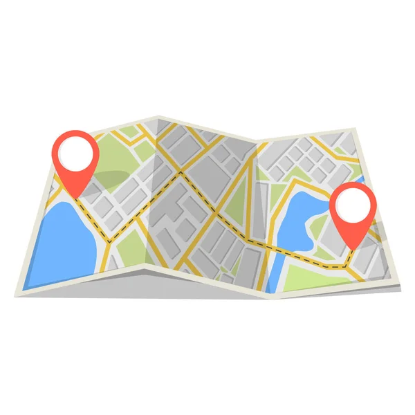Harita Gps navigasyon ve Puan üstünde o. Yol kavramı bulmak. Vektör çizim. 