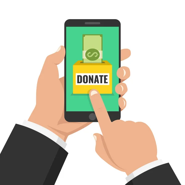 Datek Online Koncepcja Ręka Gospodarstwa Smartphone Rezygnować Dolar Pieniądze Oddać — Wektor stockowy