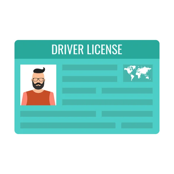 Car Driver License Identification Male Photo Card Isolated White Background — Stock Vector