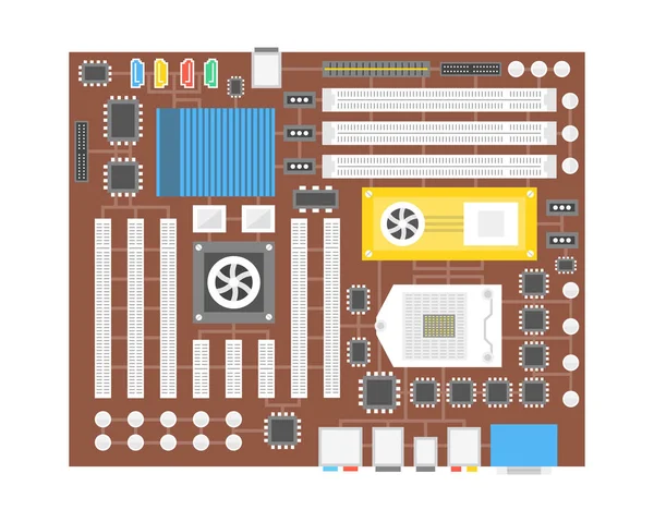 Circuit Processeur Technologie Puce Ordinateur Système Information Carte Mère Ordinateur — Image vectorielle