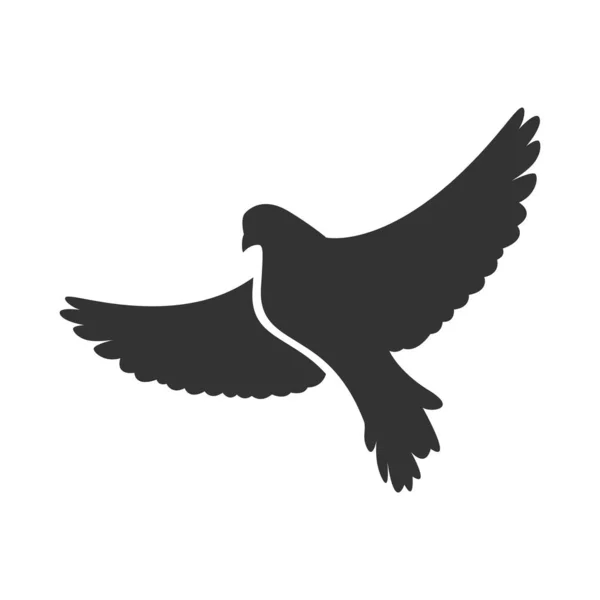 Περιστέρι Που Πετά Πουλί Σύμβολο Απομονώνονται Λευκό Φόντο Εικονογράφηση Διάνυσμα — Διανυσματικό Αρχείο