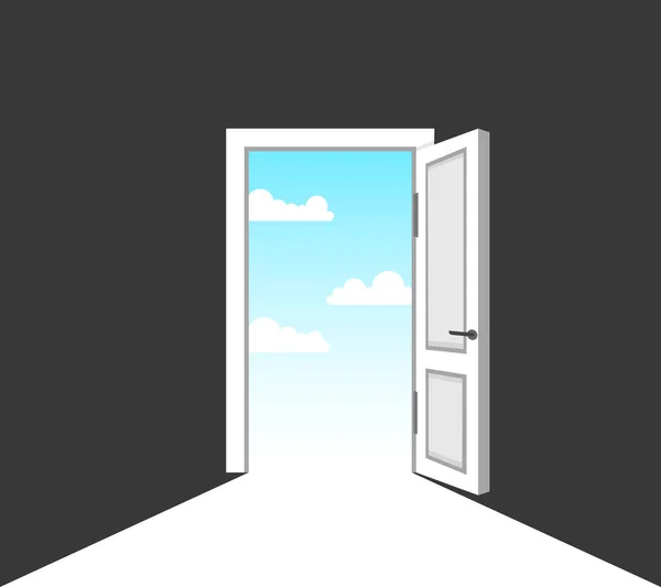 空と開くドア ベクトル図 — ストックベクタ
