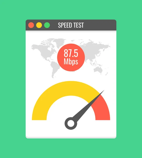 网站速度加载时间 Web 浏览器与车速表测试显示快速良好的页面加载速度时间 向量例证 — 图库矢量图片
