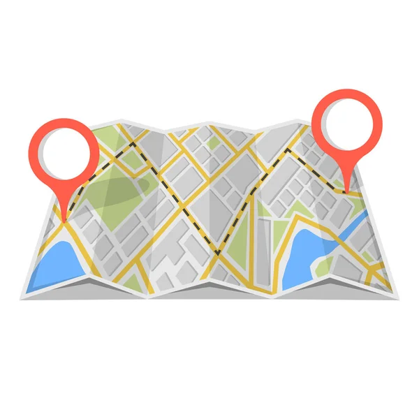 Mappa Con Navigazione Gps Punti Esso Trovare Concetto Strada Illustrazione — Vettoriale Stock