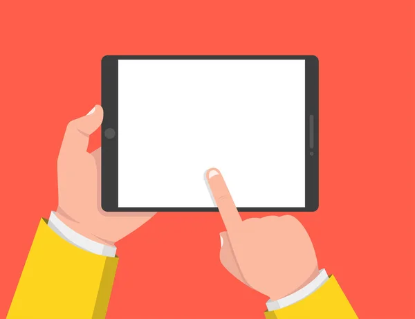 Main Tenant Tablette Écran Tactile Illustration Vectorielle Plate — Image vectorielle