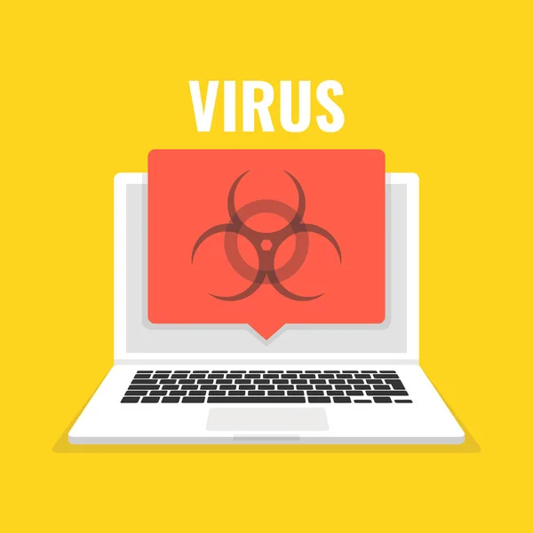 Laptop Virus Screen Concept Virus Piracy Hacking Security Vector Illustration — Stock Vector